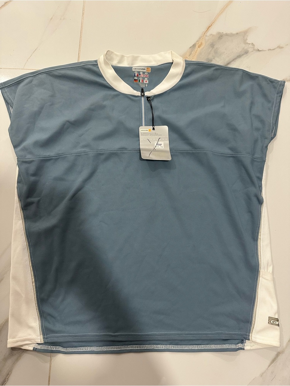 Men's Blue Short-Sleeve Athletic Shirt with White Trim